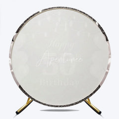 Aperturee - Aperturee Happy 50th Birthday Round Backdrop Black Silver Glitter Diamond 50th Celebration Elegant Party Decor