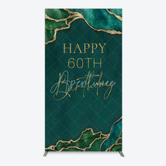 Aperturee - Aperturee Happy 60th Birthday Rectangle Backdrop Emerald Green Gold Marble Decoration Abstract Luxury Background
