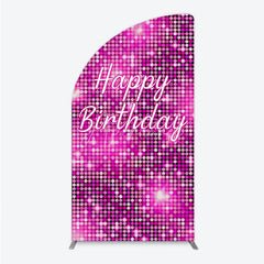 Aperturee - Aperturee Happy Birthday Pink Disco Half Moon Arch Backdrop Glam Sequin Glitter Effect Girl’s Night Out Party Photo Booth Decor