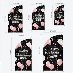 Aperturee - Aperturee Happy Birthday to You Pink and White Balloons Half Moon Arch Backdrop Glitter Confetti Party Cover