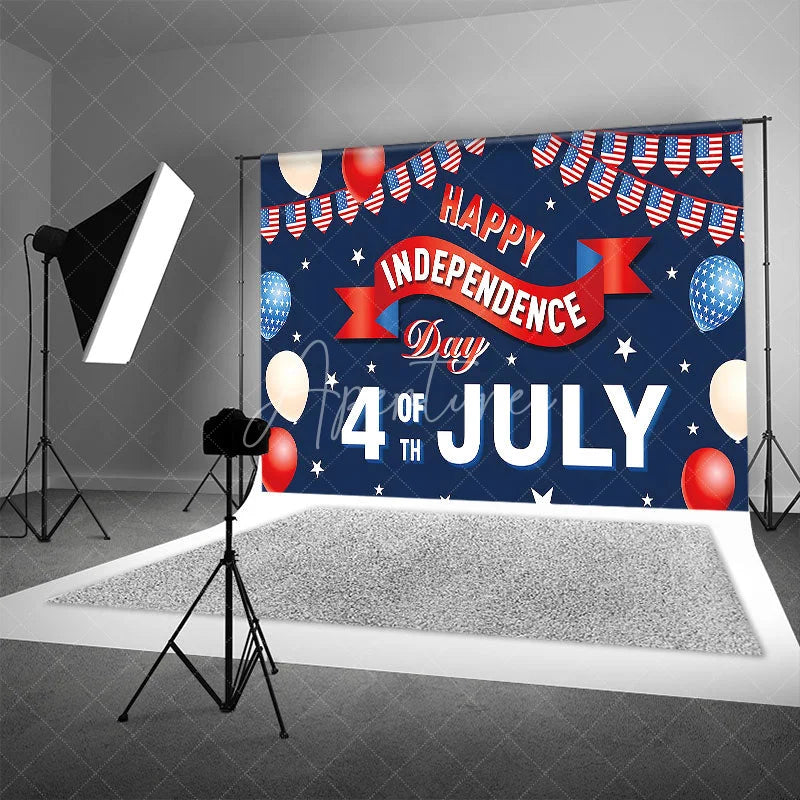 Aperturee - Aperturee Happy Independence Day 4th of July Backdrop American Flag Bunting Patriotic Holiday Party Decoration