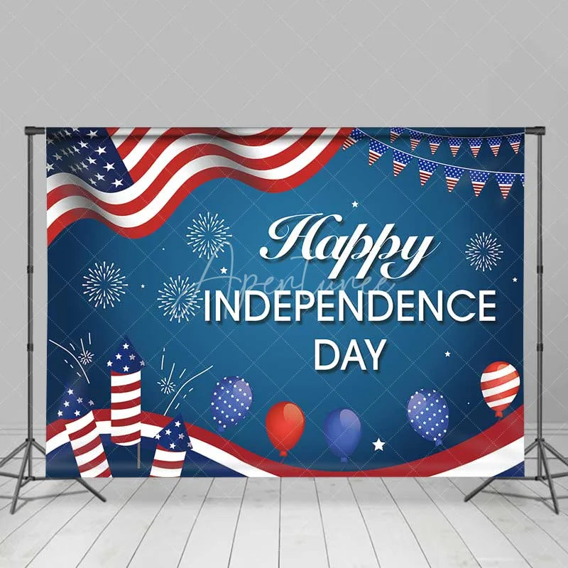 Aperturee - Aperturee Happy Independence Day Backdrop American Flag and Fireworks Photography Background 4th of July Party Decor
