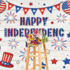 Aperturee - Aperturee Happy Independence Day Balloon Flag Holiday Backdrop