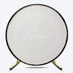 Aperturee - Aperturee Happy New Year 2026 Midnight Clock Round Backdrop Black and Gold Glitter Countdown Elegant NYE Party Decor