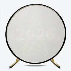 Aperturee - Aperturee Happy New Year 2026 Round Backdrop with Golden Christmas Tree Fireworks and Confetti Elegant NYE Party Decor