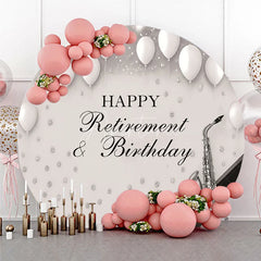 Aperturee - Aperturee Happy Retirement and Birthday Piano Round Backdrop Jazz Music Saxophone White Balloons Party Cover