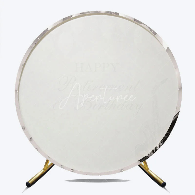 Aperturee - Aperturee Happy Retirement and Birthday Piano Round Backdrop Jazz Music Saxophone White Balloons Party Cover