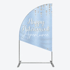 Aperturee - Aperturee Happy Retirement Half Moon Arch Backdrop Light Blue Silver Diamond Glitter Elegant Party Decor