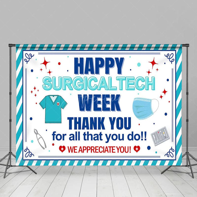 Aperturee - Aperturee Happy Surgical Tech Week Appreciate Blue Backdrop