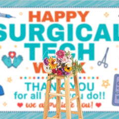 Aperturee - Aperturee Happy Surgical Tech Week Holiday Backdrop Thank You Healthcare Appreciation Decor with Medical Tools
