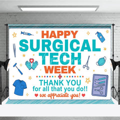 Aperturee - Aperturee Happy Surgical Tech Week Holiday Backdrop Thank You Healthcare Appreciation Decor with Medical Tools
