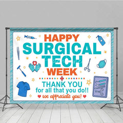 Aperturee - Aperturee Happy Surgical Tech Week Holiday Backdrop Thank You Healthcare Appreciation Decor with Medical Tools