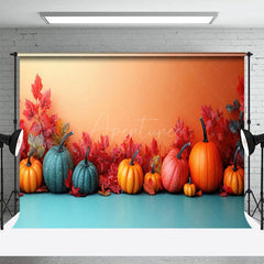 Aperturee - Aperturee Harvest Pumpkins Autumn Maple Leaves Photo Backdrop
