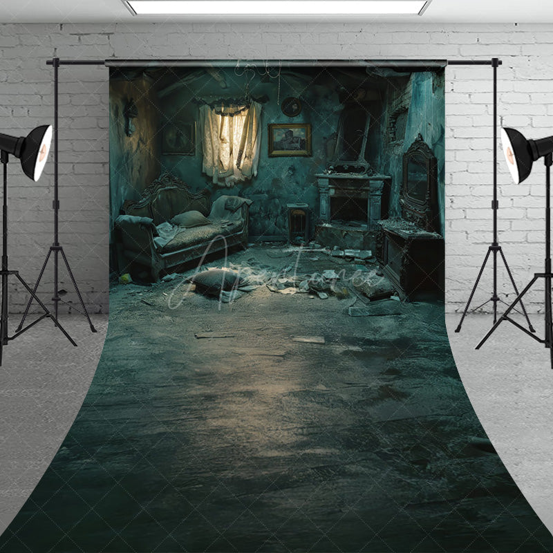 Aperturee - Aperturee Haunted Abandoned Bedroom Sweep Backdrop Derelict Interior for Horror Photos Post-Apocalyptic Room Scene