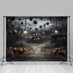 Aperturee Aperturee Haunted Farmhouse in a Spooky Forest Photography Backdrop Creepy Old House with Lanterns Halloween Night Scenery