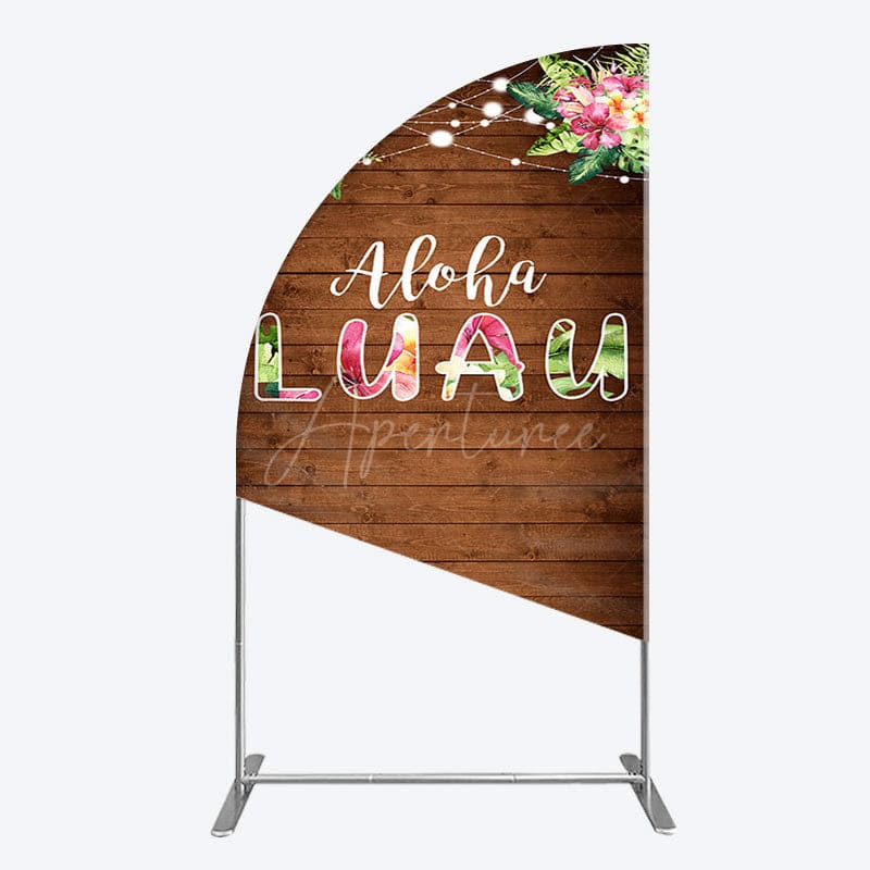 Aperturee - Aperturee Hawaii Aloha Luau Floral Wood Plant Half Moon Arch Backdrop