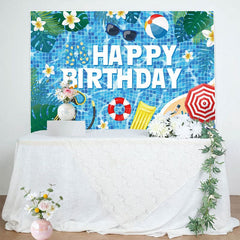 Aperturee - Aperturee Hawaii Summer Vibe Pool Party Happy Birthday Backdrop