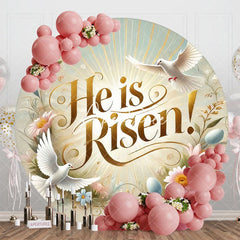 Aperturee - Aperturee He Is Risen Pigeon Floral Eggs Round Easter Backdrop