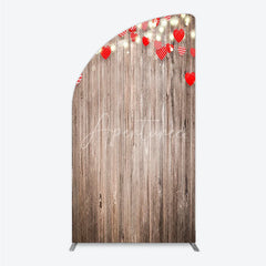 Aperturee - Aperturee Heart Wood Half Moon Arch Backdrop Rustic Valentine’s Day Wedding Engagement Party Decor