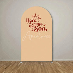 Aperturee - Aperturee Here Comes The Son Arch Backdrop Boho Sun Terracotta Background for Baby Shower