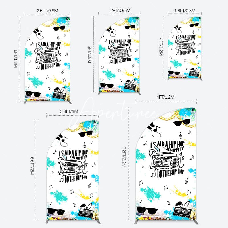 Aperturee - Aperturee Hip Hop Sunglasses Note Gold Necklace Half Moon Arch Backdrop