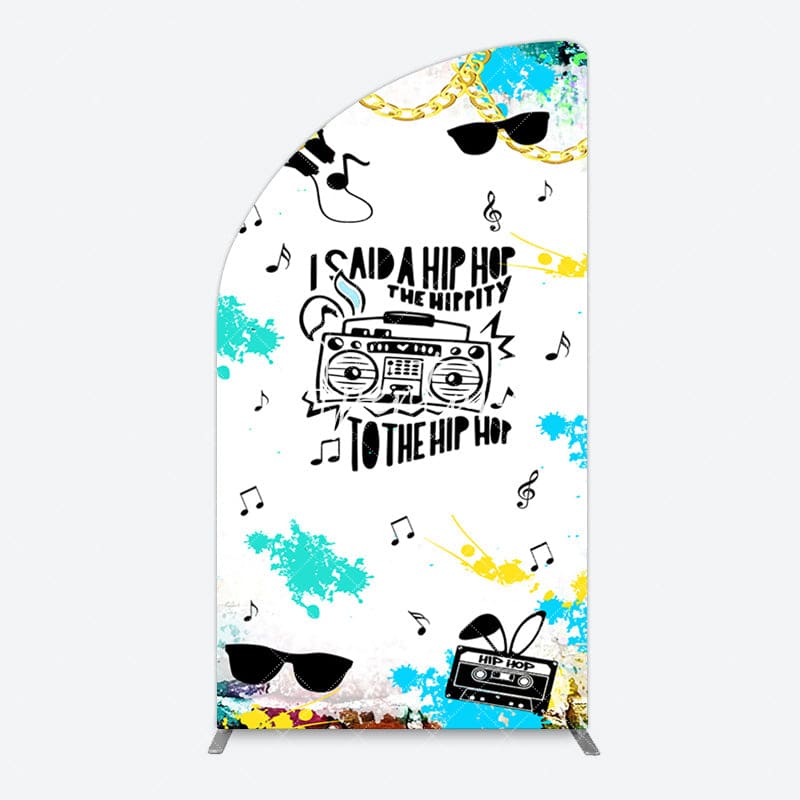 Aperturee - Aperturee Hip Hop Sunglasses Note Gold Necklace Half Moon Arch Backdrop