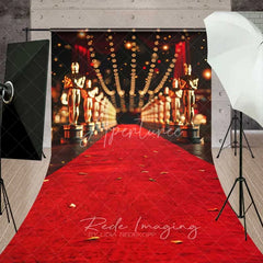 Aperturee - Aperturee Hollywood Awards Night Sweep Backdrop Red Carpet Golden Statues Photography Floor Mat VIP Party Decoration