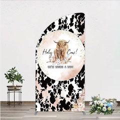 Aperturee - Aperturee Holy Cow We’re Having a Baby Half Moon Arch Backdrop Boho Highland Cow Theme Pampas Grass Baby Shower Party Decor