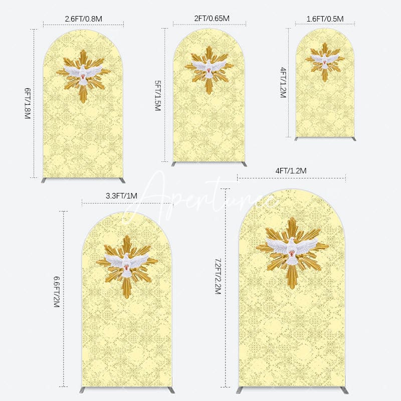 Aperturee - Aperturee Holy White Pigeon Gold Pastor Day Arch Backdrop