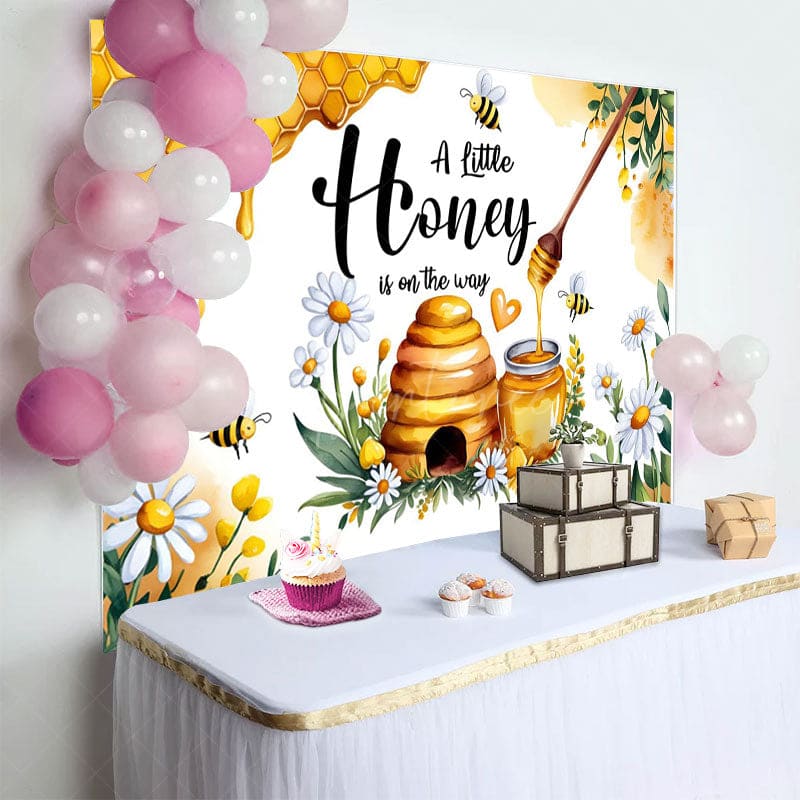 Aperturee - Aperturee Honey Bee Is On The Way Sweet Baby Shower Backdrop