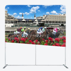 Aperturee - Aperturee Horse Racing Tension Fabric Backdrop Jockey Red Roses Decor Spring Derby Theme Background for Birthday Party
