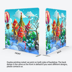 Aperturee - Aperturee Hot Air Balloon Candy Cane Town Double-Sided Backdrop