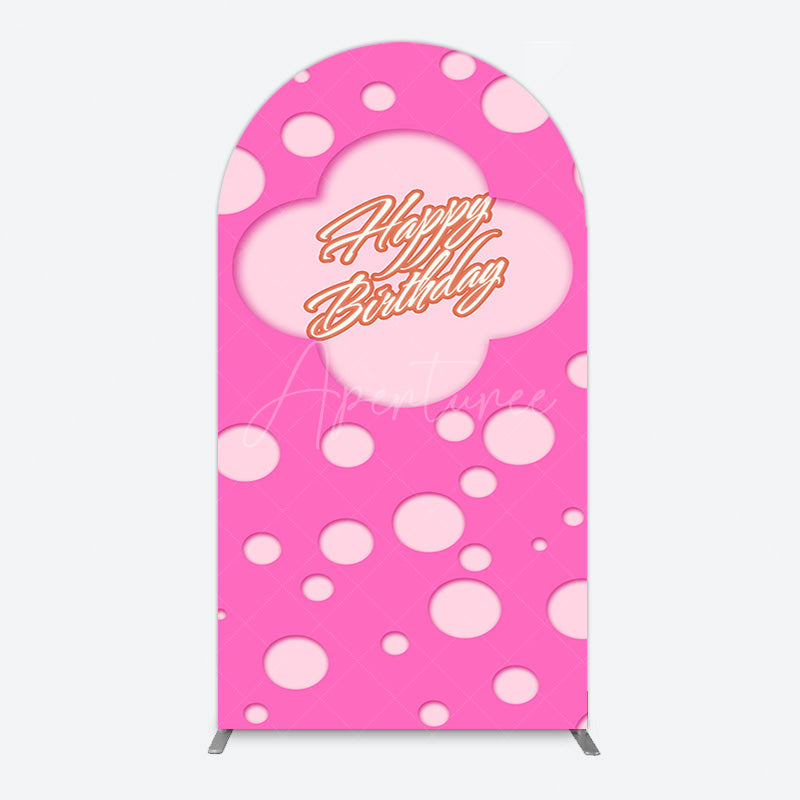 Aperturee - Aperturee Hot Pink Dots Girls Happy Birthday Arch Backdrop
