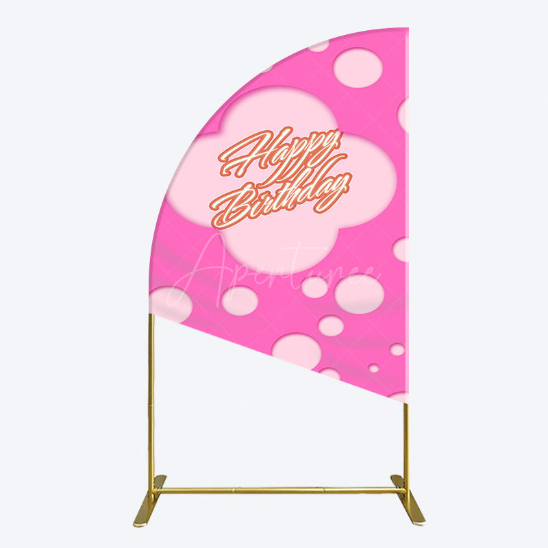 Aperturee - Aperturee Hot Pink Dots Girls Happy Birthday Half Moon Arch Backdrop