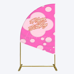 Aperturee - Aperturee Hot Pink Dots Girls Happy Birthday Half Moon Arch Backdrop