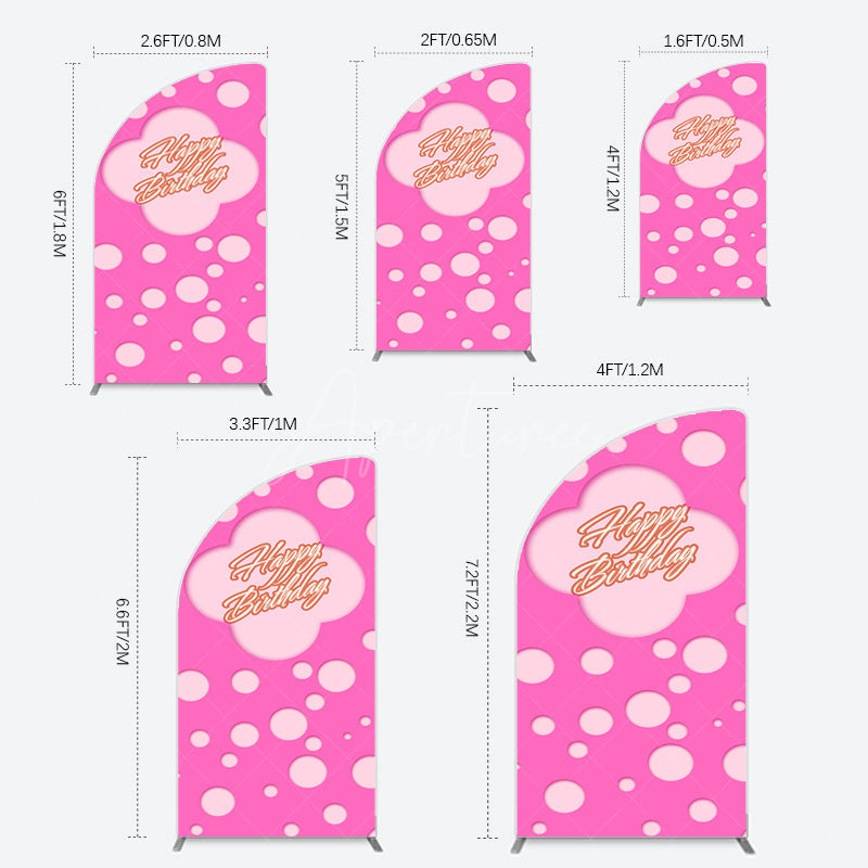 Aperturee - Aperturee Hot Pink Dots Girls Happy Birthday Half Moon Arch Backdrop