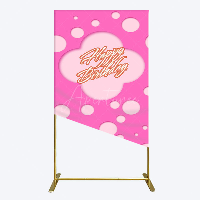 Aperturee - Aperturee Hot Pink Dots Girls Happy Birthday Rectangle Backdrop