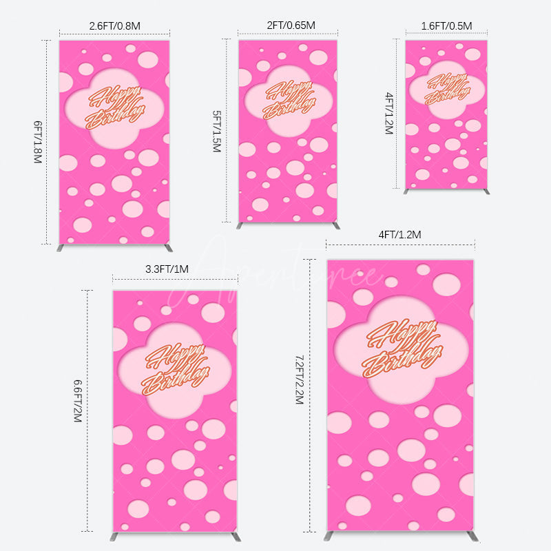 Aperturee - Aperturee Hot Pink Dots Girls Happy Birthday Rectangle Backdrop