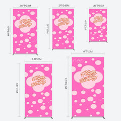 Aperturee - Aperturee Hot Pink Dots Girls Happy Birthday Rectangle Backdrop