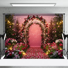 Aperturee - Aperturee Hot Pink Floral Path Arches Sweet Wedding Backdrop