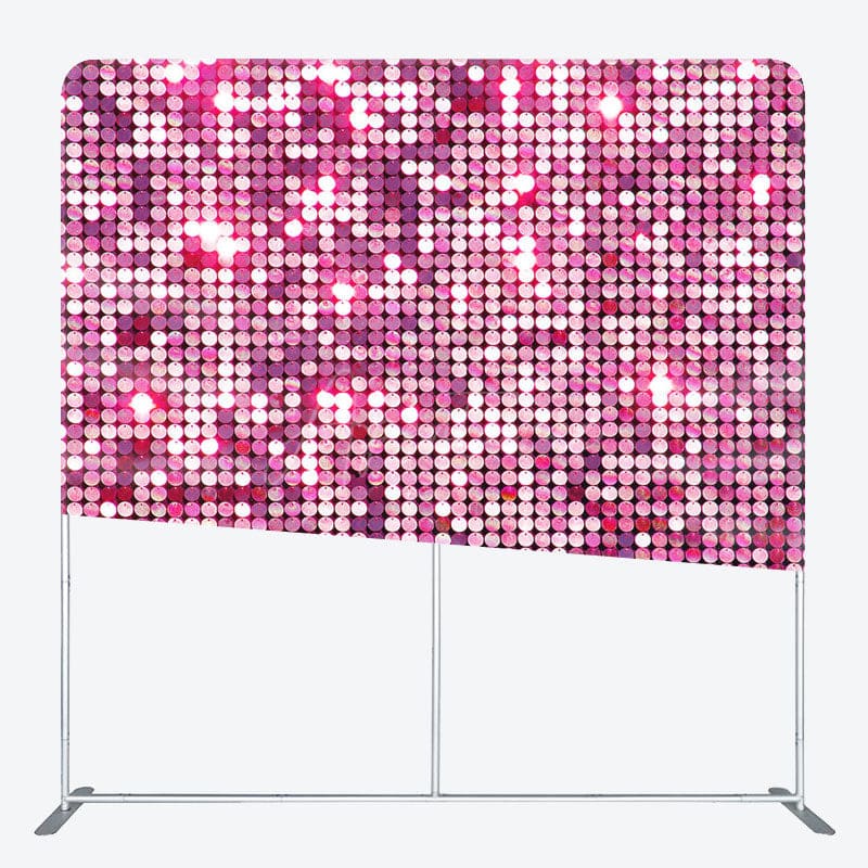 Aperturee - Aperturee Hot Pink Glitter Sequin Party Square Tension Backdrop