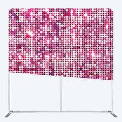 Aperturee - Aperturee Hot Pink Glitter Sequin Party Square Tension Backdrop