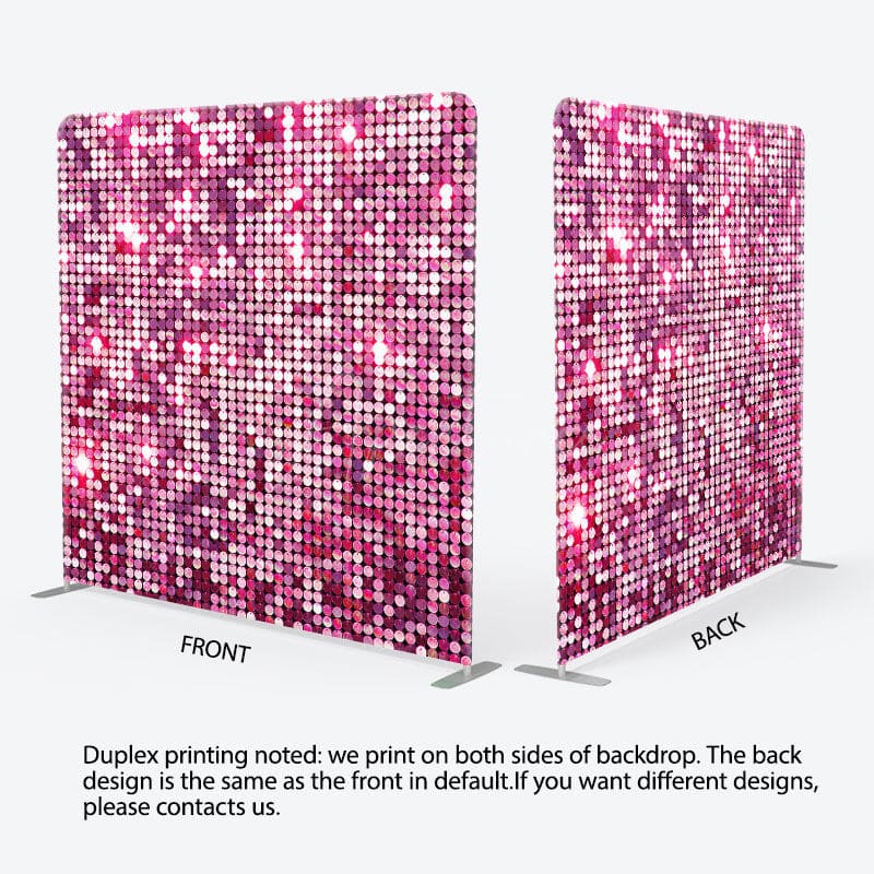 Aperturee - Aperturee Hot Pink Glitter Sequin Party Square Tension Backdrop