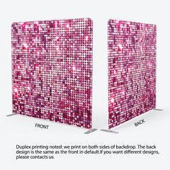 Aperturee - Aperturee Hot Pink Glitter Sequin Party Square Tension Backdrop
