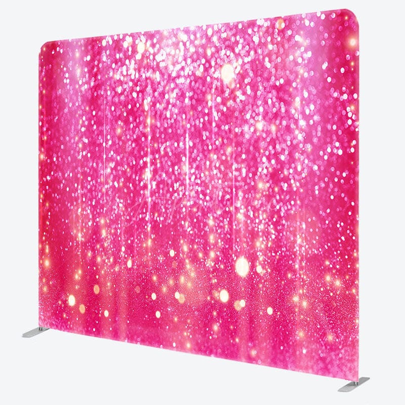 Aperturee - Aperturee Hot Pink Gold Glitter Party Pillow Cover Backdrop