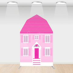 Aperturee - Aperturee Hot Pink Princess House Barn Door Arch Party Backdrop