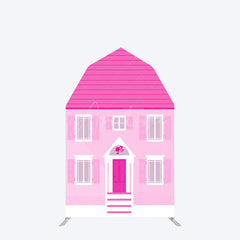 Aperturee - Aperturee Hot Pink Princess House Barn Door Arch Party Backdrop