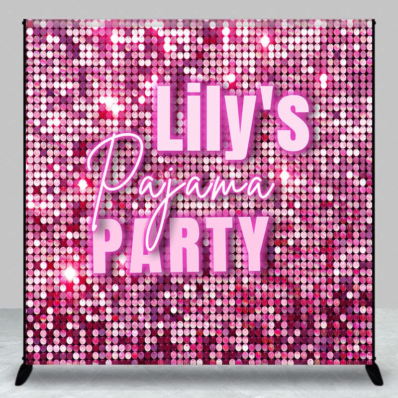 Aperturee - Aperturee Hot Pink Sparkle Sequins Custom Pajama Party Backdrop