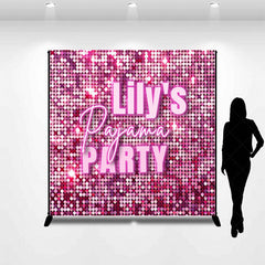 Aperturee - Aperturee Hot Pink Sparkle Sequins Custom Pajama Party Backdrop
