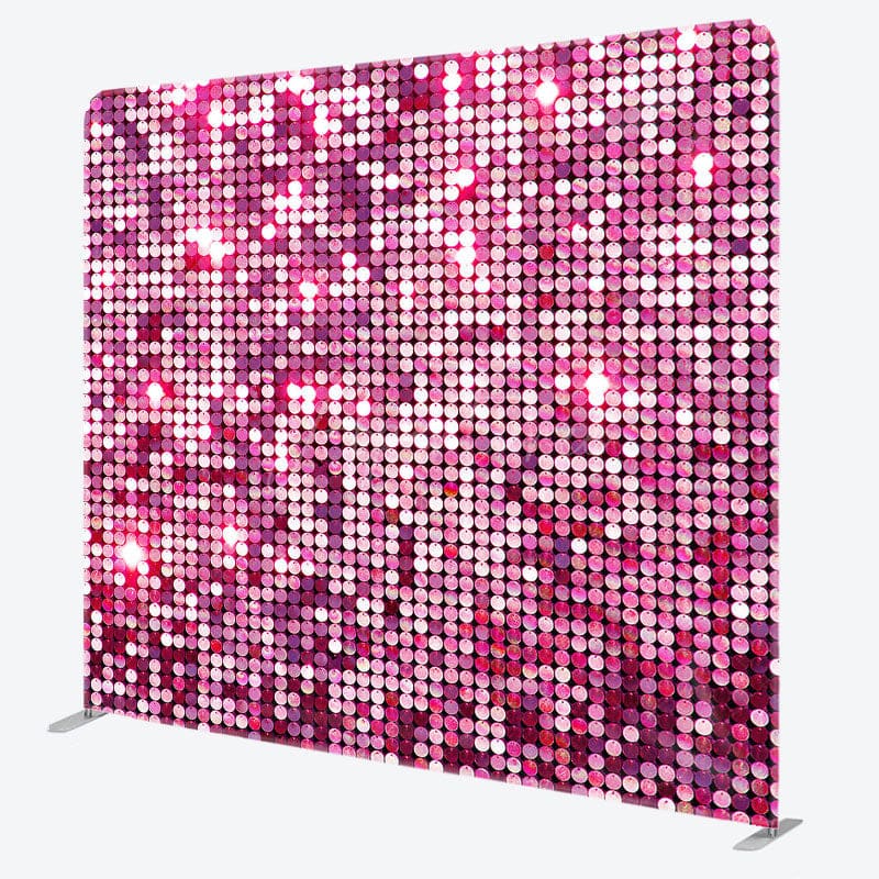 Aperturee - Aperturee Hot Pink Sparkle Sequins Party Pillow Case Backdrop